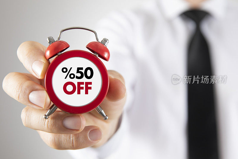 %50 Off Sale with Clock